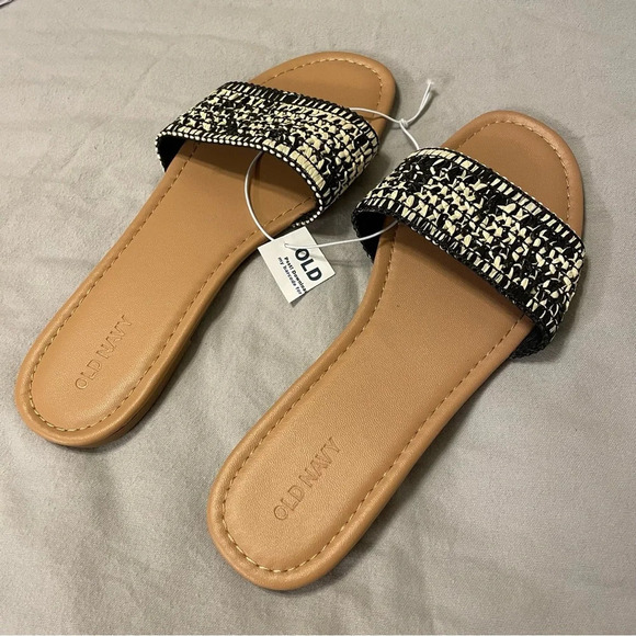 OLD NAVY Raffia Slide Sandals in Black Marl - Picture 6 of 10